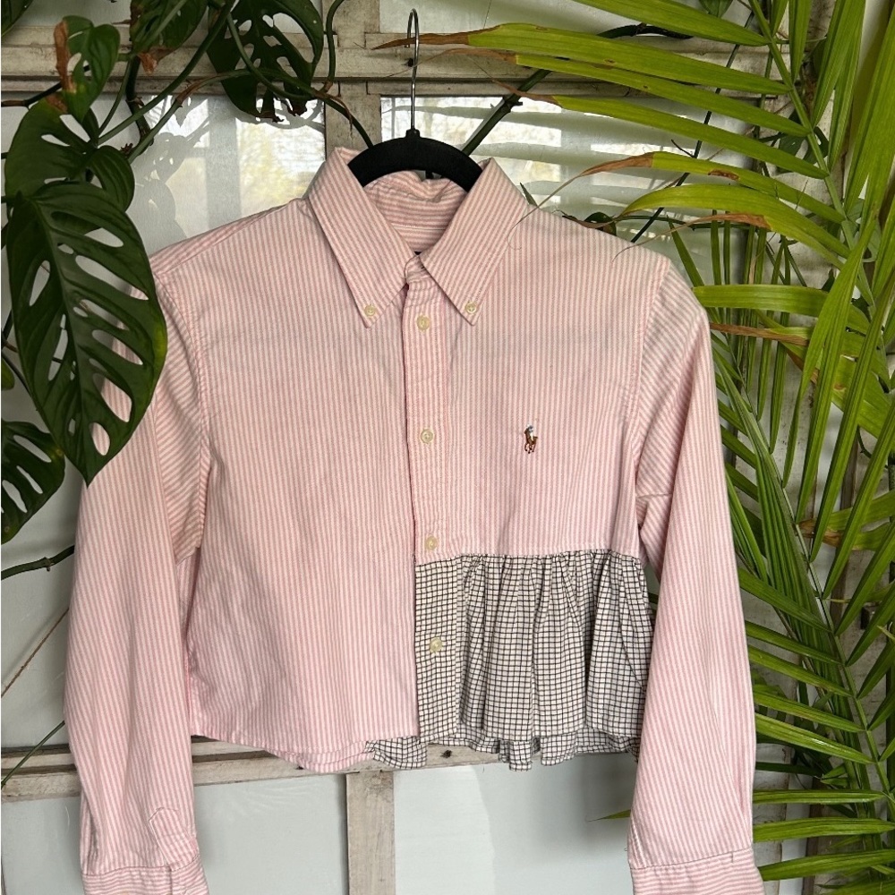 Ralph Lauren Pink and Black Checkered Button-Up Shirt